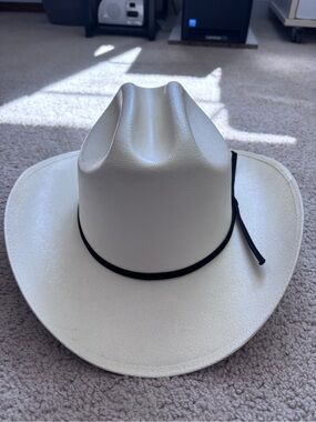 Men's White Western Cowboy Hat with Black Band